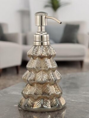 Christmas Tree Luster Brown Glass Soap, Lotion or Sanitizer Dispenser for Bathroom, Kitchen, Indoor or Outdoor 150ml