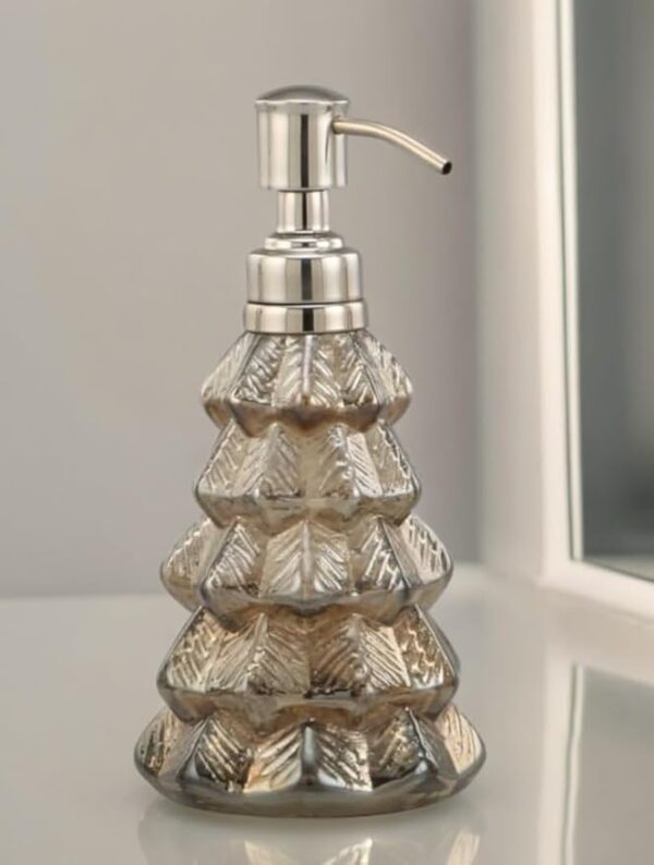 Christmas Tree Luster Brown Glass Soap, Lotion or Sanitizer Dispenser for Bathroom, Kitchen, Indoor or Outdoor 150ml