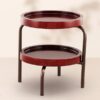2 tier Cake Stand Mahogany wood & Brown Finish Made of Wood & Metal