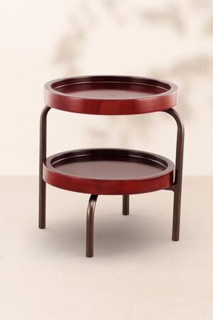 2 tier Cake Stand Mahogany wood & Brown Finish Made of Wood & Metal