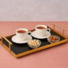 Serving/Decorative Metal Rectangular Tray/Gold & Black Hammered