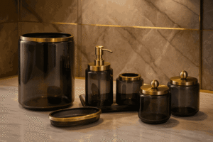Glass Bathroom Accessories Set