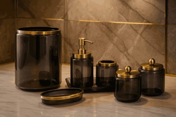 Glass Bathroom Accessories Set