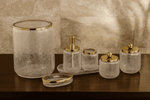 Frosted Glass Bathroom Accessories Set