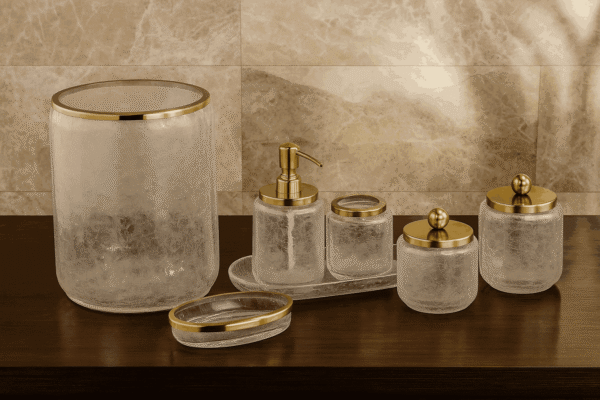 Frosted Glass Bathroom Accessories Set