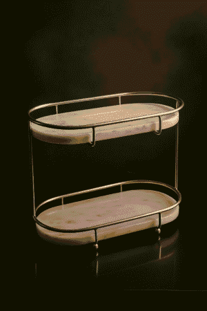 Oval Metal & Marble 2-Tier Shelf