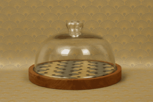 Art Deco Cake Stand with Glass Dome