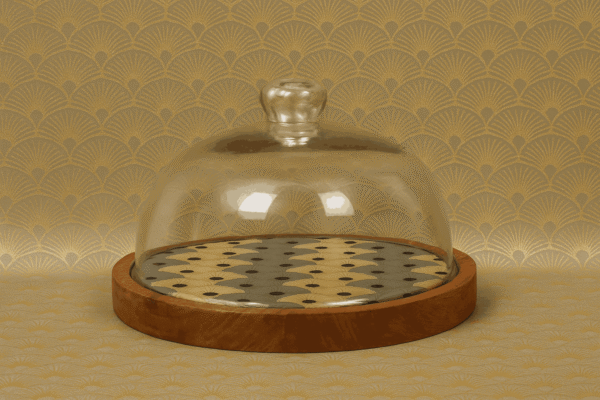 Art Deco Cake Stand with Glass Dome