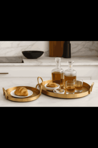 Gold Rim Bar Tray Set