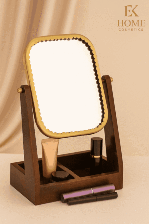 Wooden Vanity Mirror with Gold Trim
