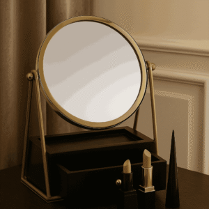 Gold Frame Vanity Mirror with Storage