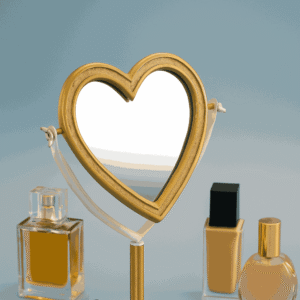 Heart-Shaped Vanity Mirror with Gold Stand