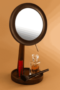 Wooden Vanity Mirror with Organizer Tray