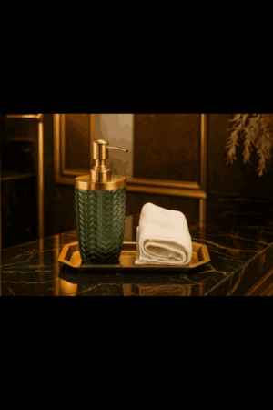 Chevron Glass Soap Dispenser Set