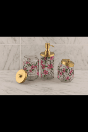 Floral Glass Bathroom Set