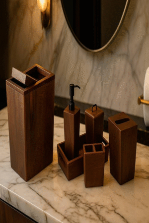 Solid Wood Bathroom Accessories Set