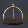Golden Arch Tissue Holder with Premium Wooden Base Stand for Dining Room Dining Table Indoor Gold (20L x 20W x 18H Cm) Shape - (Round)