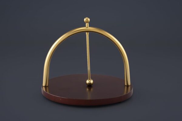 Golden Arch Tissue Holder with Premium Wooden Base Stand for Dining Room Dining Table Indoor Gold (20L x 20W x 18H Cm) Shape - (Round)
