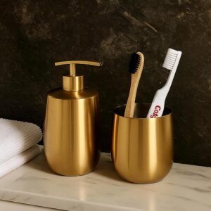 Brushed Gold Bathroom Accessory Set 'Soap, Lotion or Sanitizer Dispenser' 425ml