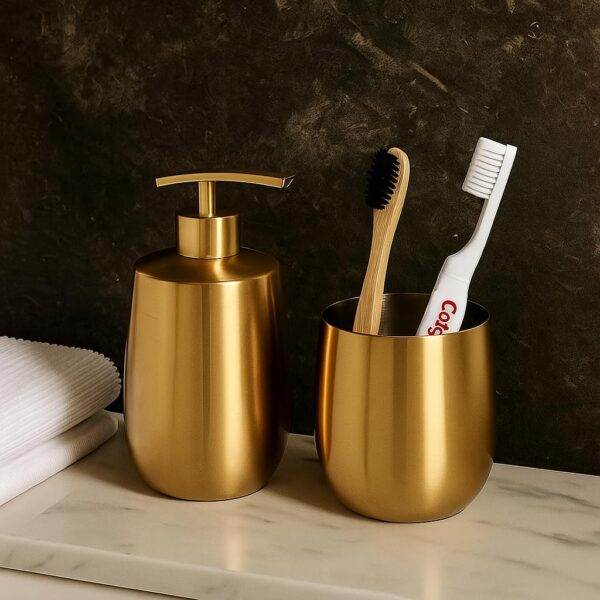 Brushed Gold Bathroom Accessory Set 'Soap, Lotion or Sanitizer Dispenser' 425ml