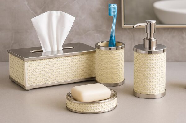 Soap Dispenser for Bathroom, Kitchen, Washroom 425ml, (Color- Cream (Set of 4pcs))