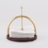 Golden Arch Tissue Holder with Premium Wooden Base Stand for Dining Room Dining Table Indoor Gold (20L x 20W x 18H Cm) Shape - (Round)