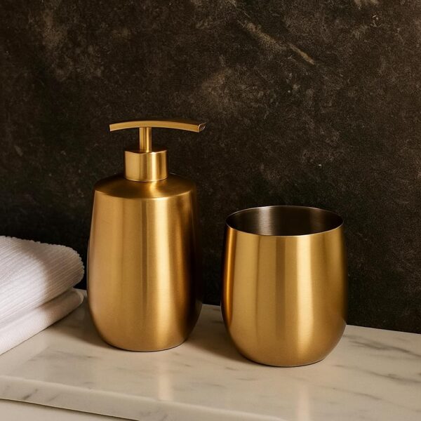 Brushed Gold Bathroom Accessory Set 'Soap, Lotion or Sanitizer Dispenser' 425ml