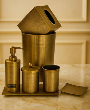 Luxury Gold Bathroom Accessory Set – 7 Piece Premium Countertop Collection