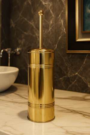 Luxury Gold Finish Toilet Brush Holder – Elegant Bathroom Accessory