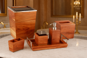 Luxury Wooden Bathroom Accessories Set (6-Piece)