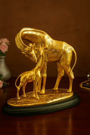 Golden Giraffe Mother & Calf Decorative Showpiece