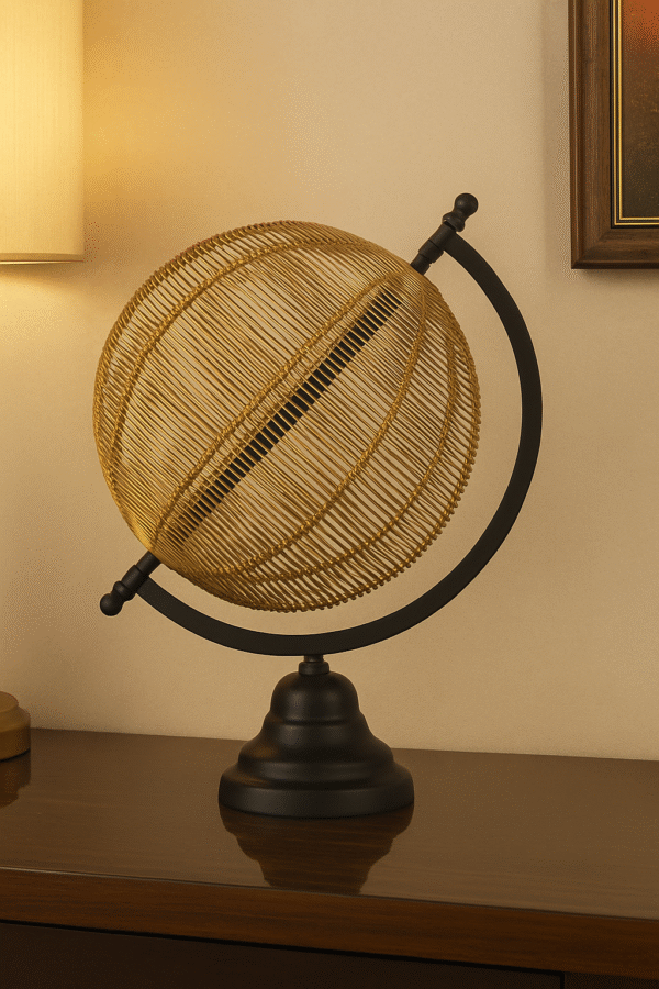 Luxury Decorative Wireframe Globe with Black Stand