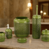 "Luxe Olive Lattice Bathroom Accessory Set – 6 Pcs"