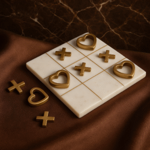 Luxury Marble & Brass Tic-Tac-Toe Set