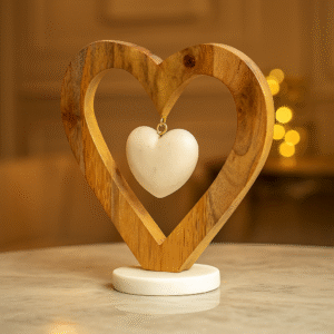Eternal Heart Wooden & Marble Décor