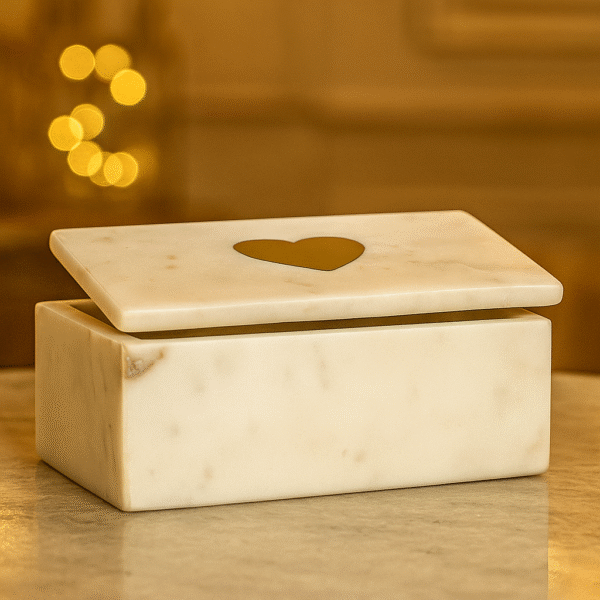 Elegant White Marble Heart Box