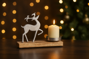 Luxury Christmas Reindeer Candle Holder – Elegant Festive Home Décor Centerpiece