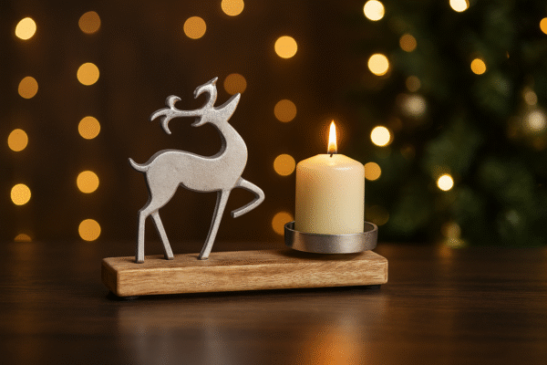 Luxury Christmas Reindeer Candle Holder – Elegant Festive Home Décor Centerpiece