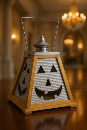Rustic Halloween Jack-O'-Lantern Metal Lantern