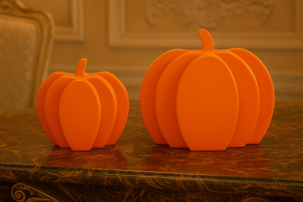 Set of 2 Modern Orange Pumpkin Décor – Elegant Halloween & Fall Decoration