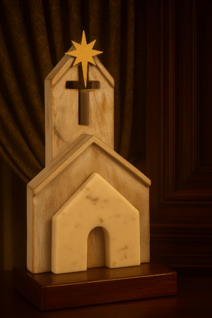 Elegant Wooden Church Figurine