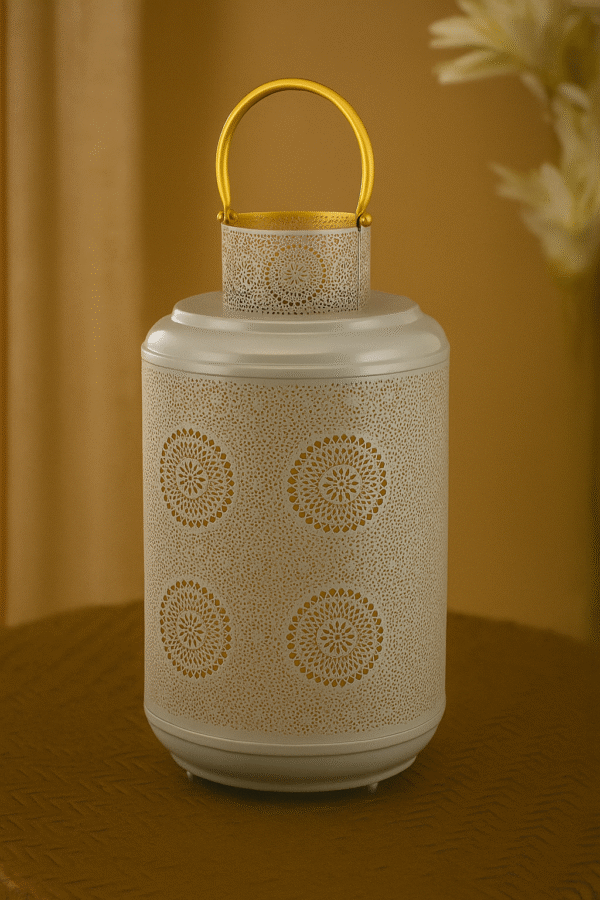 "Celeste White & Gold Moroccan Lantern"