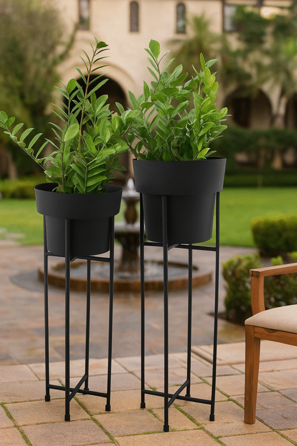 Luxe Black Planter Stand Set – Premium Indoor & Outdoor Décor"