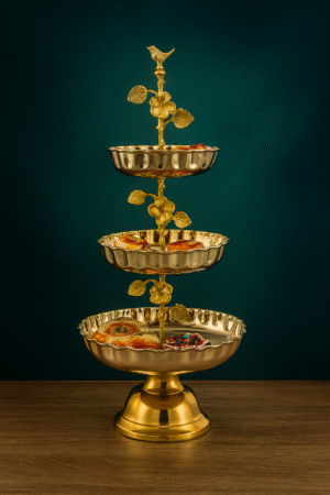 "Regal Bloom 3-Tiered Dessert Stand with Bird & Floral Accents"