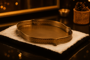 Brass Antique Tray for Serving-15x11 Inch-Serving Tray Set for Decoration-Tea Coffee Tray,Stylish Brass Antique Finish, Shape- Oval