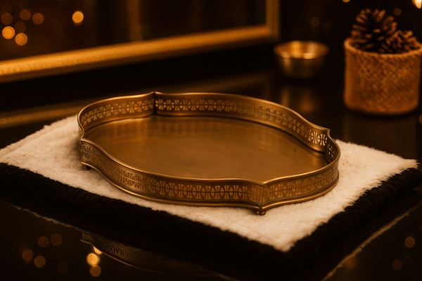 Brass Antique Tray for Serving-15x11 Inch-Serving Tray Set for Decoration-Tea Coffee Tray,Stylish Brass Antique Finish, Shape- Oval
