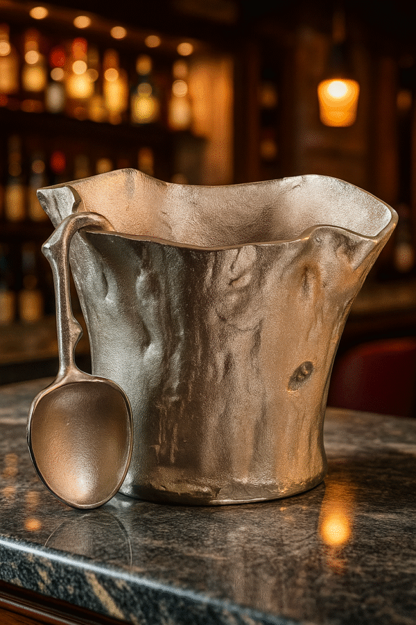 Handcrafted Ice Bucket Luxury Metalware with Scoop"