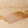 Blush Gold Elegance Resin Tray for Vanity & Jewelry Organizer & Coffee Table & Home Decor (14" X 8") Inch, Rectangle Tray