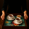 Premium Engineer Wood Serving Tray | Set for Decoration | Tea Trays | MDF Tray | Wooden Serving Tray | Size- 12" x 12", Square