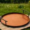 Export Quality Stainless Steel Serving Tray with Black & Hammered Copper, Size(14L x 14W x 2.7H)
